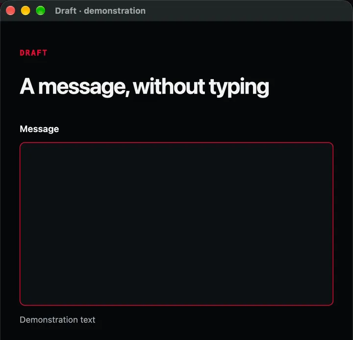 An empty message box before dictating